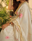 WHITE MULBERY HAND PAINTED SAREE