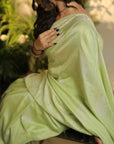 MATCHA GREEN MULBERRY HAND BLOCK SAREE