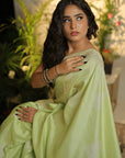 MATCHA GREEN MULBERRY HAND BLOCK SAREE