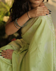 MATCHA GREEN MULBERRY HAND BLOCK SAREE