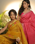 PINK MULBERRY HAND BLOCK SAREE