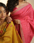 PINK MULBERRY HAND BLOCK SAREE