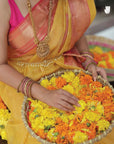 YELLOW CHANDERI ORGANZA KATAN SAREE