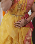 YELLOW CHANDERI ORGANZA KATAN SAREE