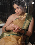 COPPER CHANDERI ORGANZA KATAN SAREE