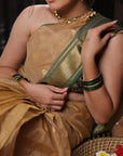 COPPER CHANDERI ORGANZA KATAN SAREE