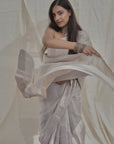 SILVER  TISSUE SILK SAREE IN SILVER ZARI