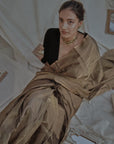 bronze tissue silk saree in gold zari