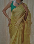 YELLOW TISSUE SILK SAREE IN GOLD ZARI