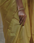 YELLOW TISSUE SILK SAREE IN GOLD ZARI