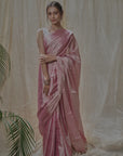 charm pink tissue silk with silver zari