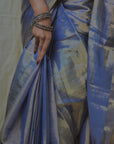 BLUE TISSUE SILK SAREE IN GOLD ZARI