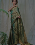 GREEN TISSUE SILK SAREE  IN GOLD ZARI