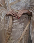 BEIGE TISSUE SAREE WITH GOLD ZARI