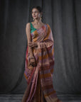 multicolored tissue silk saree in gold zari