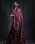 MAGENTA  TISSUE SILK SAREE IN GOLD ZARI