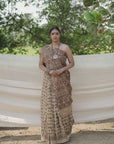 BEIGE HANDBLOCK PRINT SAREE IN MULBERRY SILK