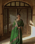 mehendi green saree - ahilya maheshwari saree