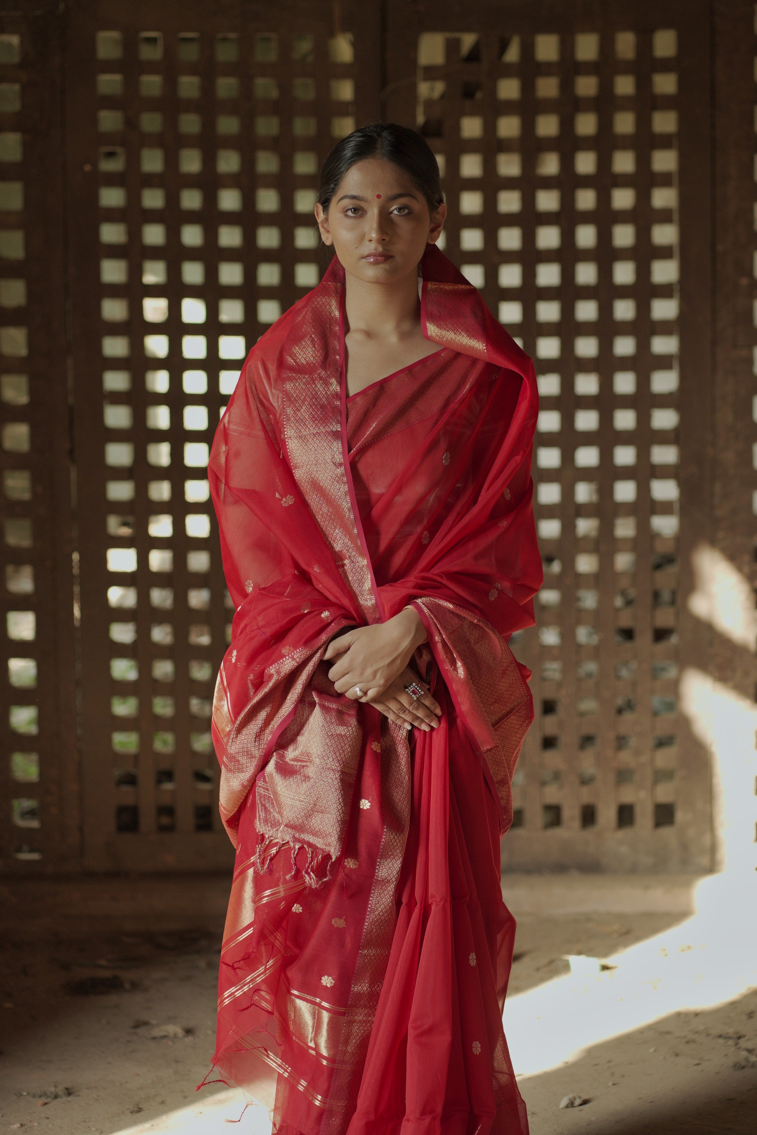 red saree - ahilya maheshwari saree