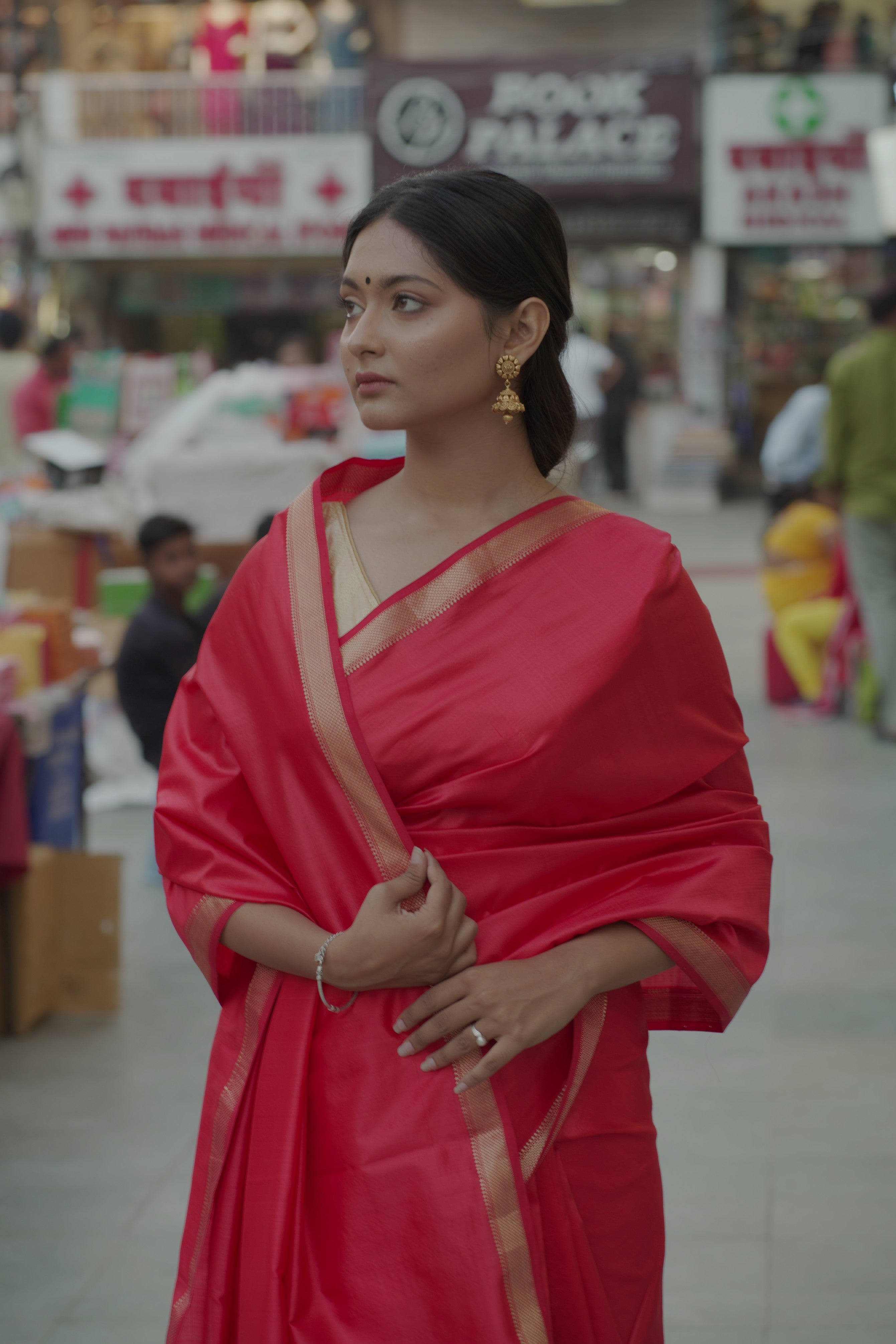 red saree - mulberry silk saree