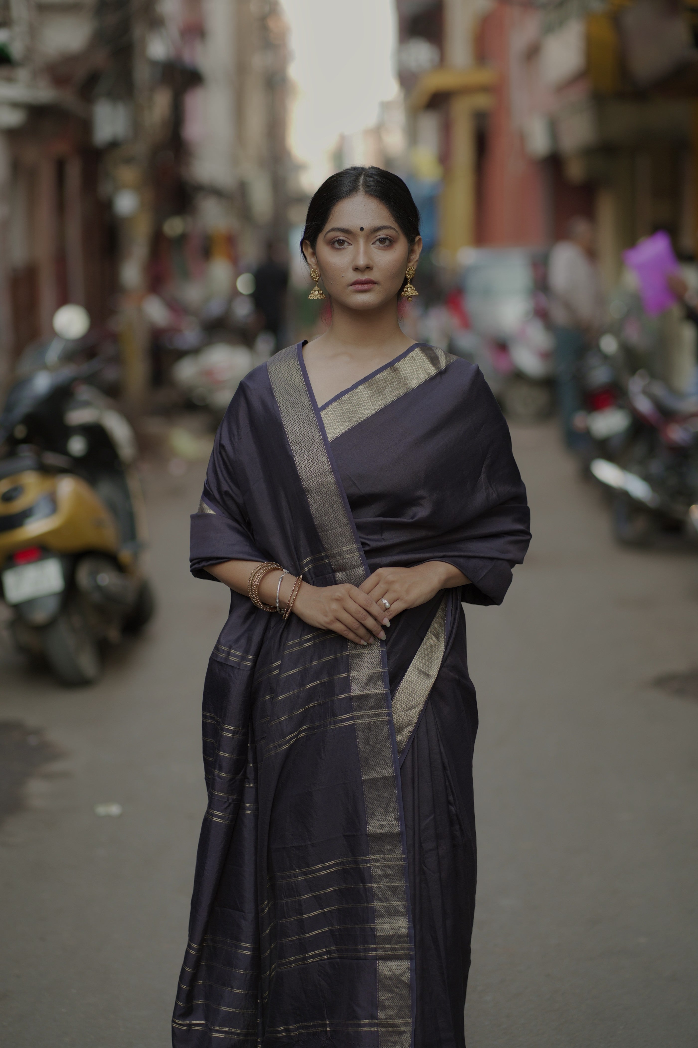 black saree - mulberry silk